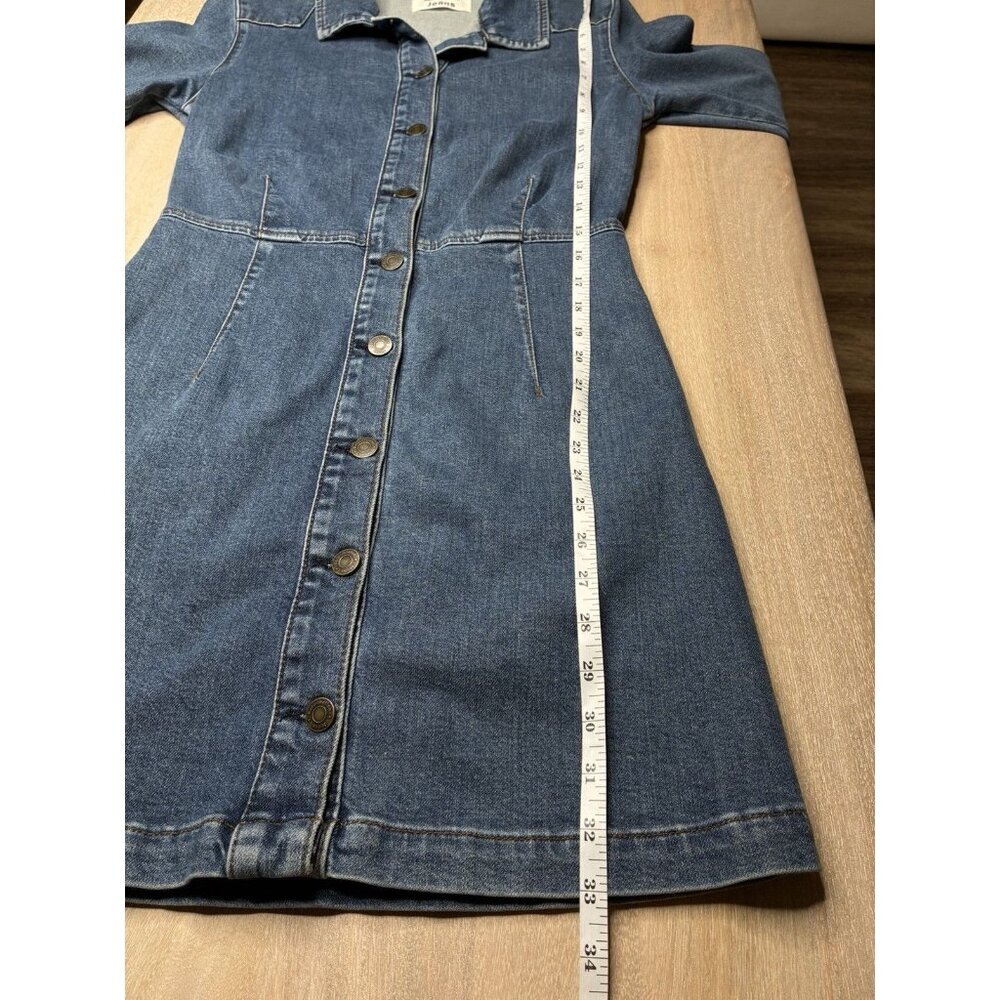 Reformation Arizona Denim Mini Dress Medium Wash Longsleeve Size 8 - Picture 4 of 8